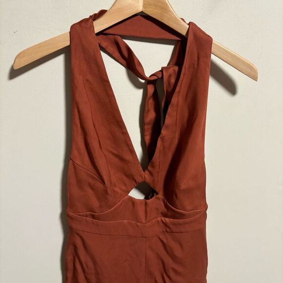 Reiss Alma Cut-Out Halter Jumpsuit in Rust- Size 2 - Picture 6 of 15